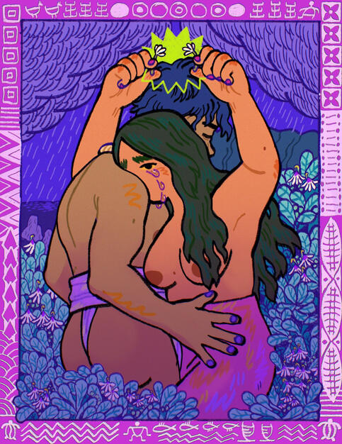 Naupaka and Kaui embracing